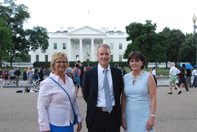 Brumbugh, left, in front of the White House Tuesday. With her is ATA Bill Sullivan, ATA Executive Vice President for Advocacy, and Tana Greene, CEO of the Greene Group and a member of ATA.