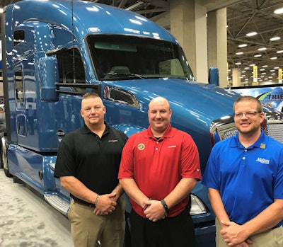 The “Transition Trucking: Driving for Excellence” program finalists, which recognizes the top rookie military veteran truckers, from left, are: Gregg Softy (Army), Stevens Transport; Wayne Roy (Marine Corps), U.S. Xpress; and Daniel Shonebarger (Navy), Melton Truck Lines.