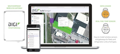 The Digi SafeTemps platform includes the Data Logger, a gateway device and available smartphone apps.