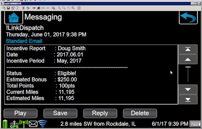 Drivers at Heniff Transportation receive a daily message in the PeopleNet system with their scorecard details.