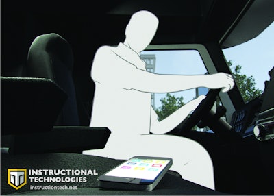 Instructional Technologies Inc. ad with truck driver in cab of vehicle