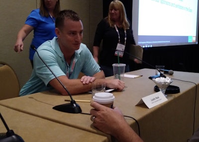 Justin Neal, director of business integration at Heniff Transport, during a presentation at the in.sight user conference.