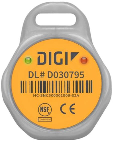 The small sensor attaches to shipment packaging or to products to record temperatures, movement and more.
