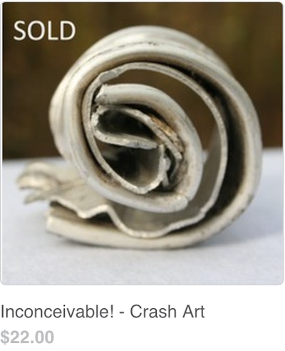 Henn sells pieces of ‘crash art’ on his website, 11foot8.com.