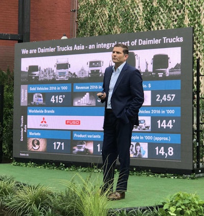 Marc Llistosella, president and CEO of MFTBC and head of Daimler Trucks Asia, said all-electric trucks like the Fuso eCanter are key to the future of commercial trucks in urban environments.