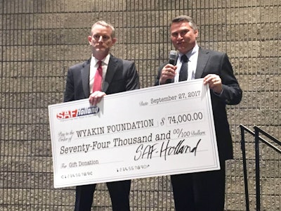 SAF-Holland today announced its support of the Wyakin Foundation through its Gold Line Quality Parts product line with HDA Truck Pride members. The company donated $74,079.86 to the Boise, Idaho-based Wyakin.