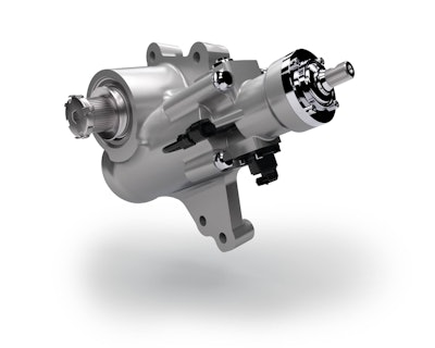 Wabco’s OnLaneAssist uses a hydraulic steering gear and magnetic torque overlay to actively steer when the system senses an unintended lane departure.