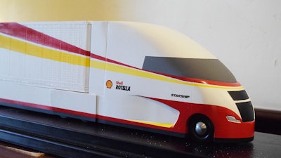 A model-sized rendering of the Starship tractor-trailer was on display this week at a Shell Rotella press event held in California.