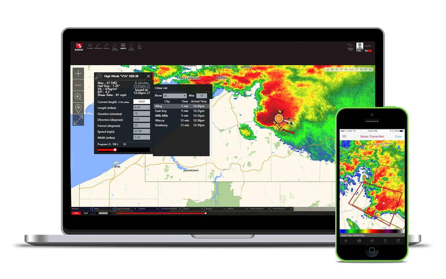 Weather monitoring app presented by Baron Threat Net Commercial