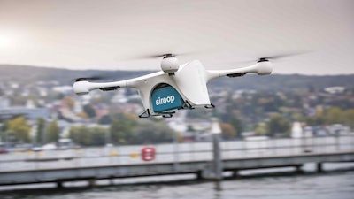 The drone can avoid congested roads and take the fastest route to vans whose drivers will deliver the packages in-person.
