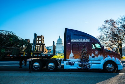 A specially adorned Kenworth T680 hauled the Capitol Christmas Tree from Montana to Washington, D.C.
