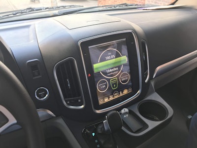 A 10.4-inch, Android-based touchscreen display with LTE connectivity controls most of the van’s features, like lighting and temperature control.
