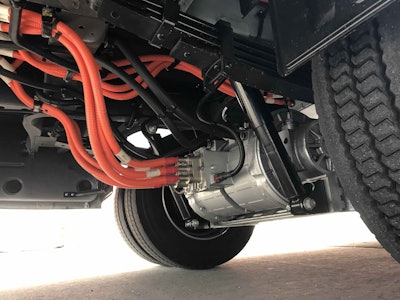 The rear axle features dual rear drive motors.