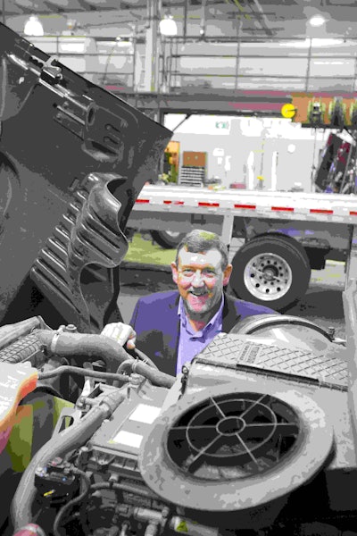Brent Hilton Under the Hood of a Semi-Truck