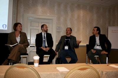 Cybercrime panelsits were (L to R) Sharon Reynolds, chief information secuirty officer for Omnitracs, Regis Billlings, Mathew Carpenter and Ben Gardiner.