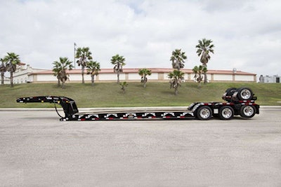 Aspen’s M5500-8 55-ton hydraulic removable gooseneck lowboy trailer