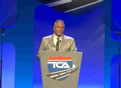 Rick Williams, CEO of Central Oregon Truck Company, accepts the award for overall Best Fleet to Drive For in the small fleet category.