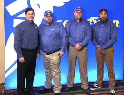 Goodyear Marketing Director Gary Medalis (far left) is shown with the three Highway Hero finalists, from left, Frank Vieira, Brian Bucenell and Ryan Moody.