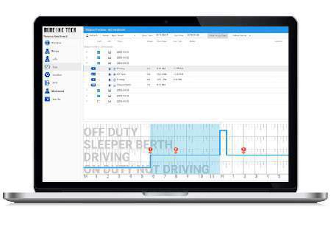 The web-based administration back end of Blue Ink Technology's ELD system is small-fleet owner Wade Spencer's portal into his company's hours-of-service records. Blue Ink provides the portal free for all buyers of its BIT ELD and offers IFTA recording and other features for a price.