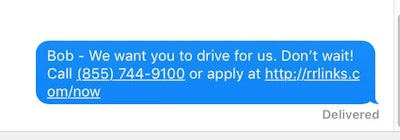 Recruiters are increasingly using personalized text messages, instead of phone calls, to engage with drivers.