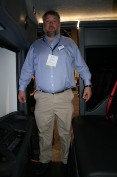 Plenty of height inside the ProView cab, including enough for six-foot, four-inch Joe McCalip, Dennis Eagle technical services manager.