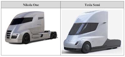 Nikola One Truck and Tesla Semi-Truck