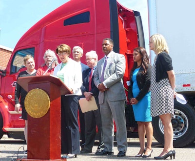 Senator Amy Klobuchar introduced the Combatting Human Trafficking In Vehicles Act during an Minnesota Trucking Association-sponsored event at Dart last summer.