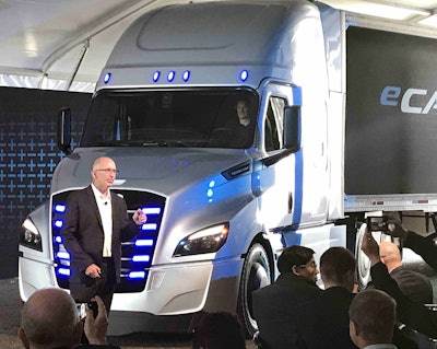 DTNA unveiled the eCascadia and eM2 battery-powered concept vehicles at an investor summit in June.