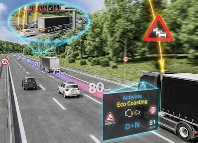 The Dynamic eHorizon platform uses multiple data feeds to detect highway conditions ahead. The system is a precursor to autonomous truck deployment, says Continental.