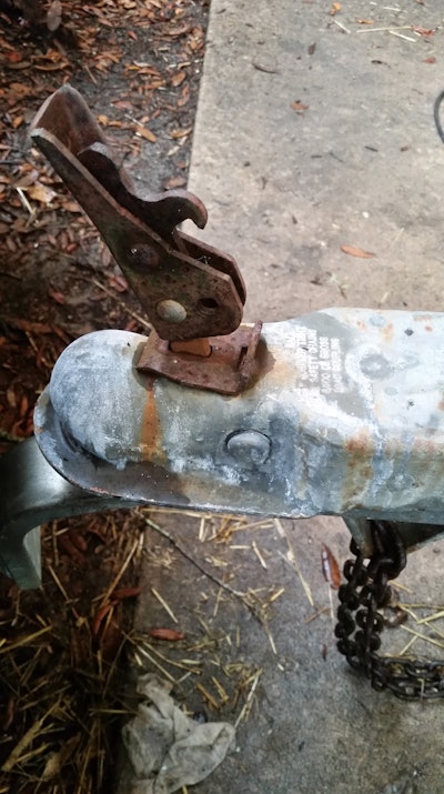 Get down low–or use a mirror–and take a look underneath the coupler once in a while. Rust had devoured parts in mine which made it unsafe for towing.