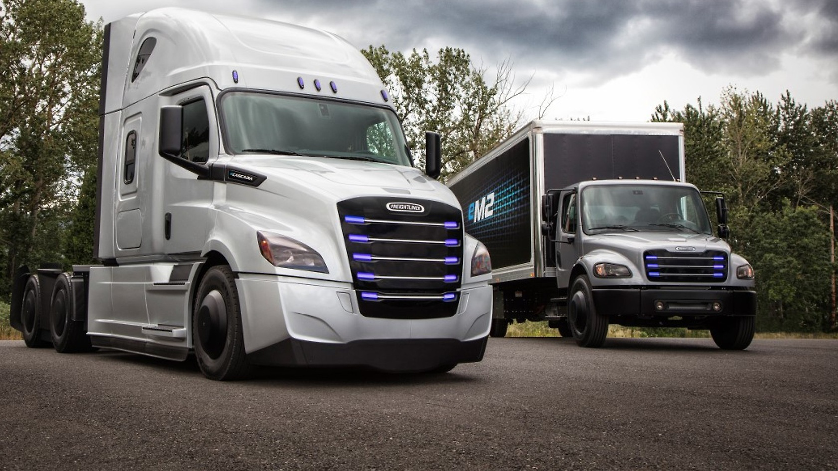 freightliner eCascadia with the freightliner eM2 all-electric trucks