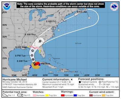 Hurricane Michael is currently forecast to make landfall along the Florida panhandle Wednesday.