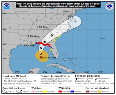 Hurricane Michael is currently forecast to make landfall Wednesday along the Florida panhandle before moving across the Southeast.
