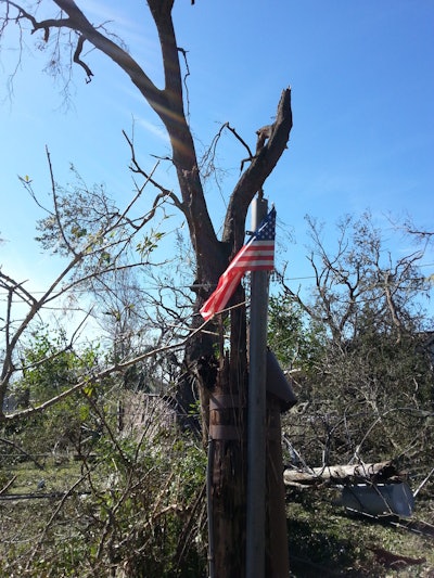 Couldn’t help but smile when we came across this small flag while clearing the road
