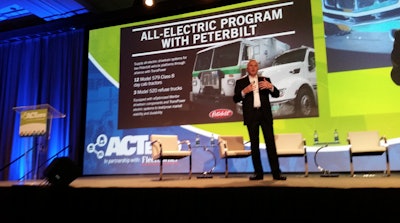 Peterbilt talked about its EV plan earlier this year at ACT Expo in Long Beach, Calif.