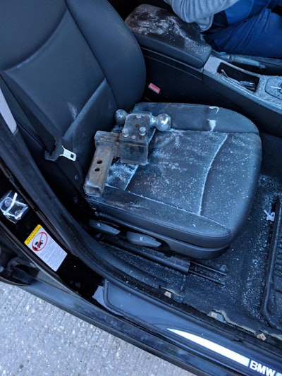 Loose Hitch Smashed Windshield Truck