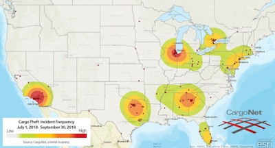 CargoNet’s numbers showed 188 cargo thefts in 2018’s third quarter worth an average of $143,949.