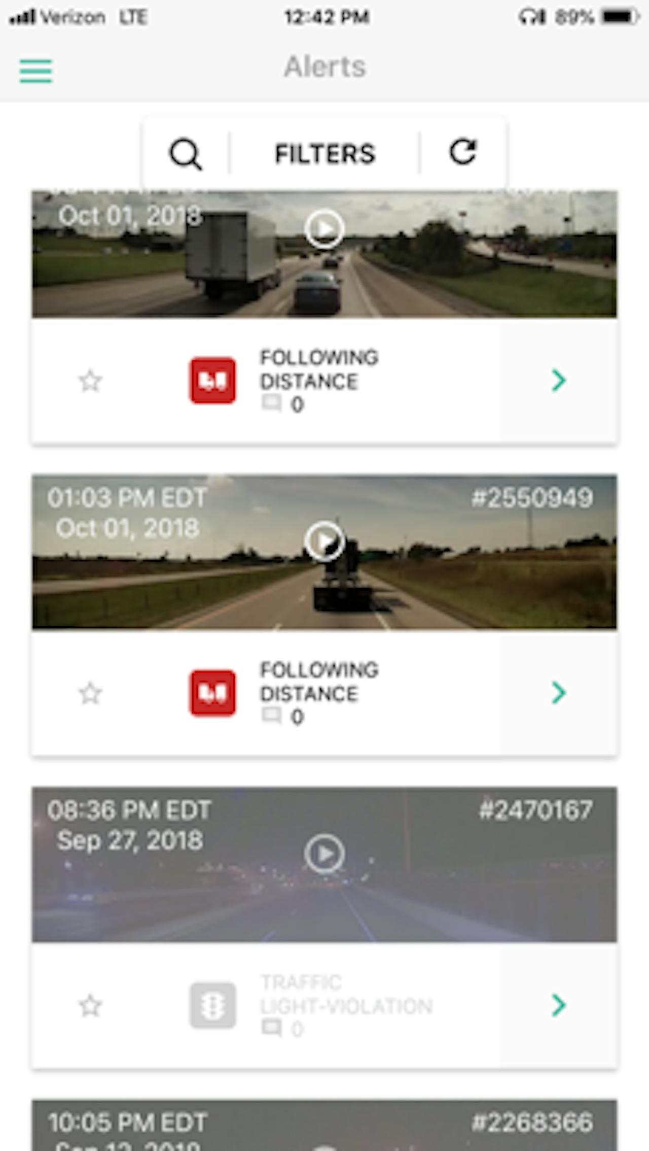 The Driveri Mobile Coach app from Netradyne gives drivers videos of recorded events for training.