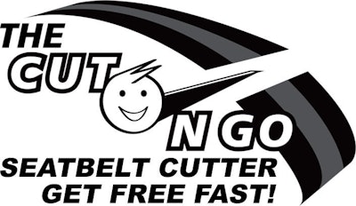 THE ONLY Locked On, Self-Enclosed, Manually Guided, Child Proof Seat Belt Cutter.