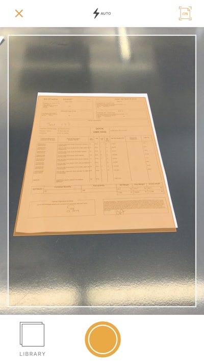 The orange glow gives drivers using the Vector app the go-ahead to take a picture of the document.