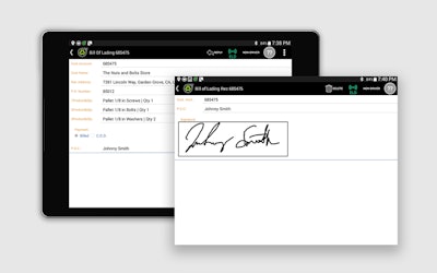 The Teletrac Navman Director fleet management platform has a mobile app with a custom form that includes a field for signature capture.