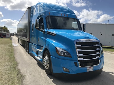 Freightliner Cascadia parked during test drive
