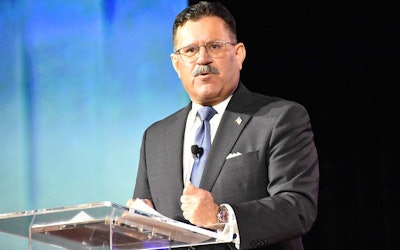 Ray Martinez speaking in February at Omnitracs Outlook conference.