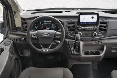 Dashboard view of Ford transit van