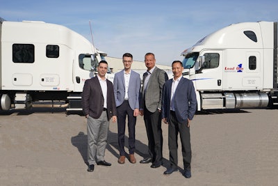 Load One is developing custom software applications and databases through an exclusive multiyear agreement with App Nouveau Canada, founded by Ed De Leon (far right), who also founded Sylectus, a web-based transportation management system. Pictured from left: Gabe Prestia, CIO of ANC; Paito Anderson, CTO of ANC; John Elliott, CEO of Load One; and Ed De Leon. Photo by Mary Rosecrans.