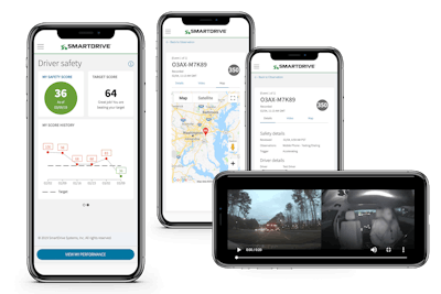 SmartDrive’s driver app lets drivers track their safety score and self coach their behaviors and habits.