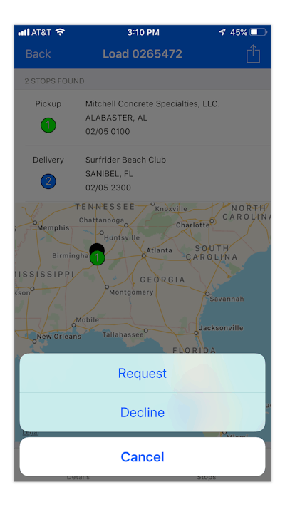McLeod Software has a mobile app for drivers that can be used to offer loads to drivers.