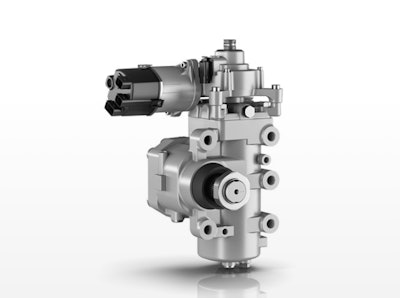 Less maintenance? ZF is feeling positive about lifetime expectancy with its electric, gear-mounted ReAX reactive power steering technology which can take the place of a conventional hydraulic system.