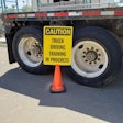 truck driving training in progress yellow caution sign