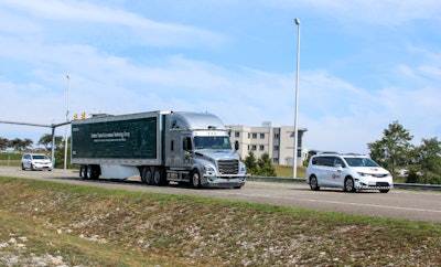 Automated Daimler Trucks on road